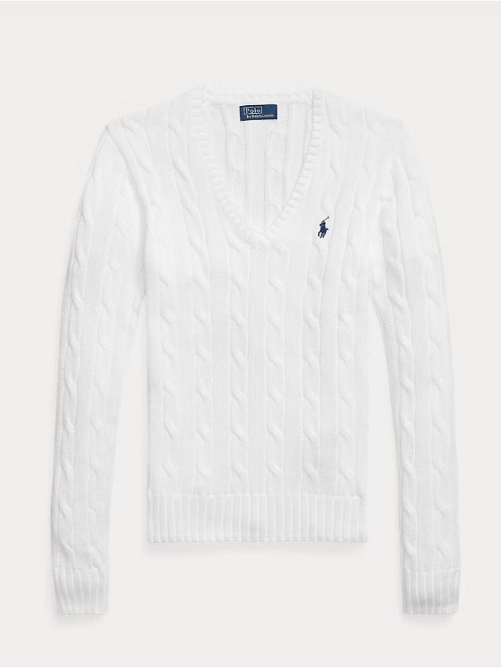 Ralph Lauren Cream Cable-Knit V-Neck Sweater - Picture 2 of 16